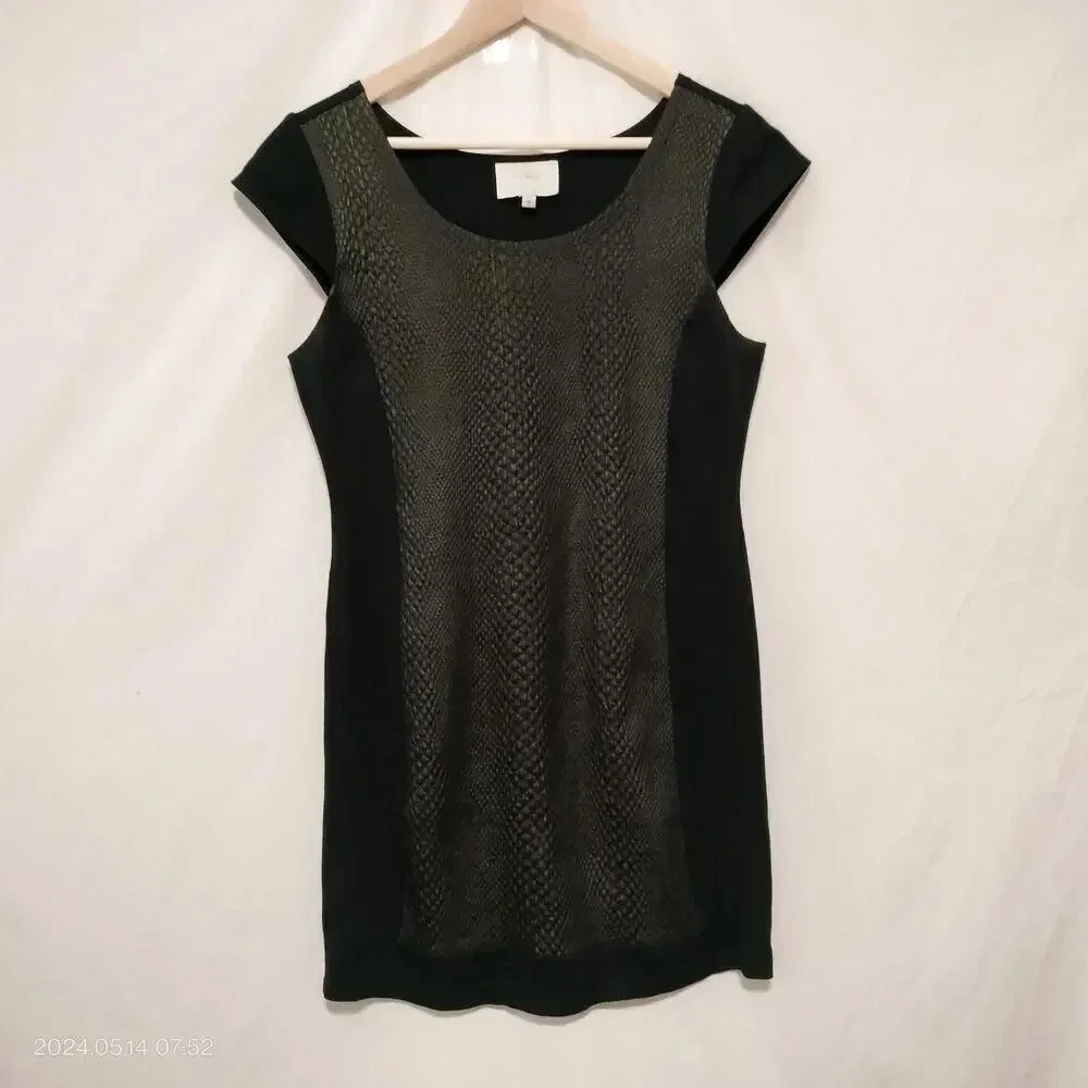 Madison Marcus size Medium Black Bodycon Cap Sleeves Textured Dress Simplicity